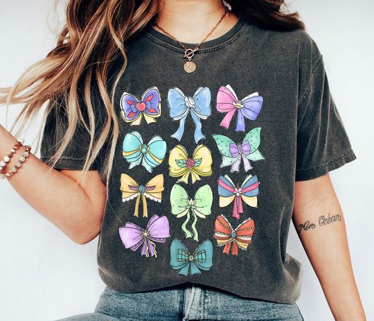 Discover Cute Ribbons And Bows Pastel Shirt, Disney Princess Tee, Family Vacation, Disneyland Trip