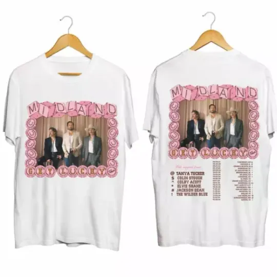 Discover Midland - The Get Lucky Tour 2024 Shirt  Midland Band Fan T-shirt