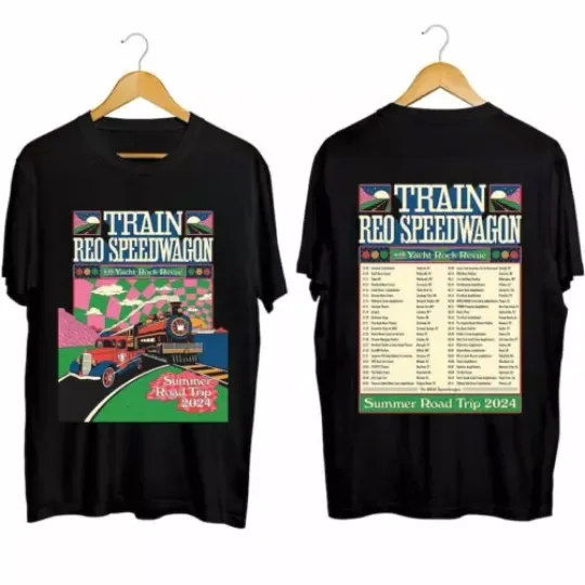 Discover Train and Reo S wagon - The Summer Road Trip 2024 Tour Shirt