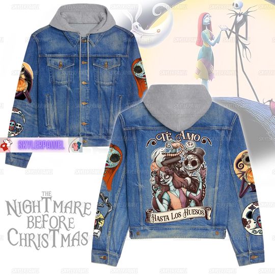 Nightmare Before Christmas Youth Jacket, Jack And Sally Jacket, Jack Skellington Jacket, Nightmare Denim Jacket, Halloween Jean Jacket