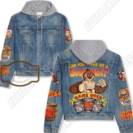 Donkey Kong Youth Jacket, Donkey Kong Jacket, Donkey Kong Jean Jacket, Donkey Kong Jacket Women, Kong Youth Jacket, Kong Denim Jacket