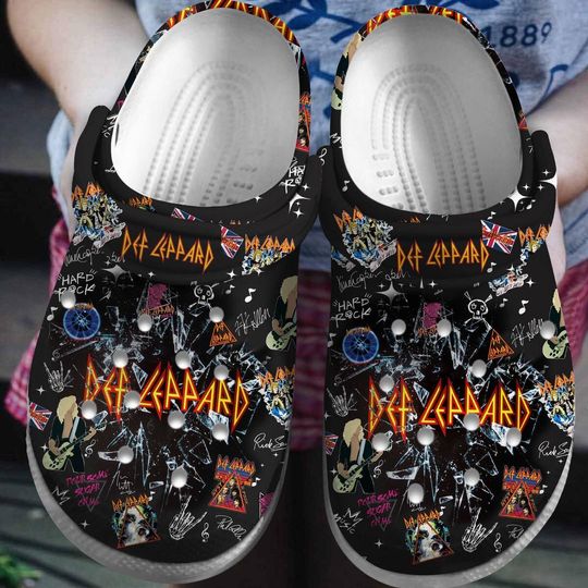 Discover Def Leppard Band Clogs, Def Leppard Hard Rock Sneakers, Summer Stadium Tour, Journey Band Sandals For Concert, Def Leppard Fan Gift