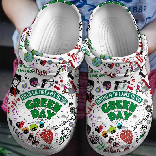 Green Day Band Christmas Clogs, Green Day The Saviors 2024 Tour Sandals, Green Day Concert Shoes, Rock Band Green Day Slipper For Fan