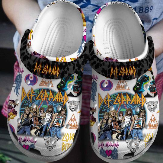 Def Leppard Band Clogs, Summer Stadium Tour, Rock And Roll Music Band Sneakers, Music Festival Gift, Def Leppard Sandals For Fan