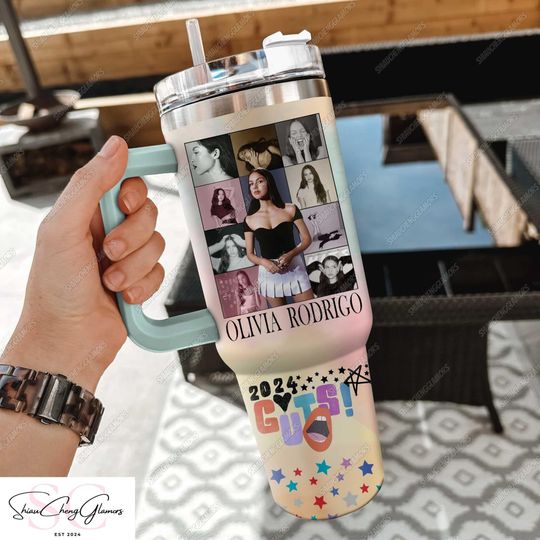 Olivia Rodrigo Music Tumbler, Guts World Tour Tumbler With Handle, Olivia Rodrigo Fans Gift, Music Gift For Concert, Gift For Birthday