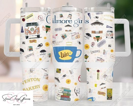 Gilmore Girls Tumbler 40oZ, Stainless Steel Tumbler, Stars Hollow Tumbler Cup, TV Series Gift, Lukes Coffee Tumbler With Straw