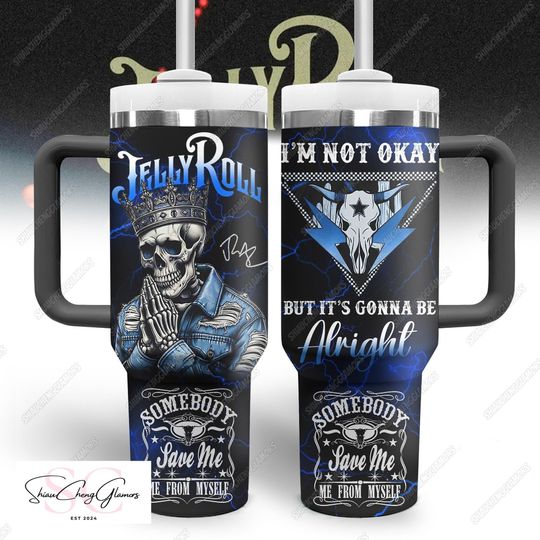 Halloween Jelly Roll 40oz Tumbler, Somebody Save Me Lyrics Tumbler With Straw, Country Music Fan Gift, Gift For Concert Jelly Roll