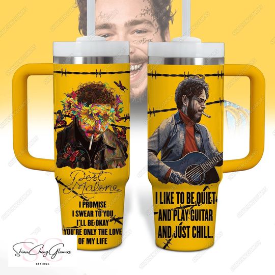Po.st Ma.lone 40oz Tumbler, Custom Tumbler With Handle, Posty Rapper Stainless Tumbler, Country Music Gift, Wallen Western Concert Gift
