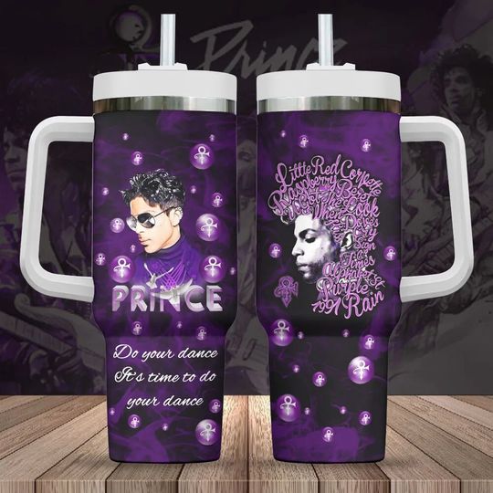 Discover Prince Pur Rain 40 Oz Tumbler, Prince Singer Tumbler With Straw, Rock and Roll Drinkware Tumbler, Prince Concert Gift For Fan