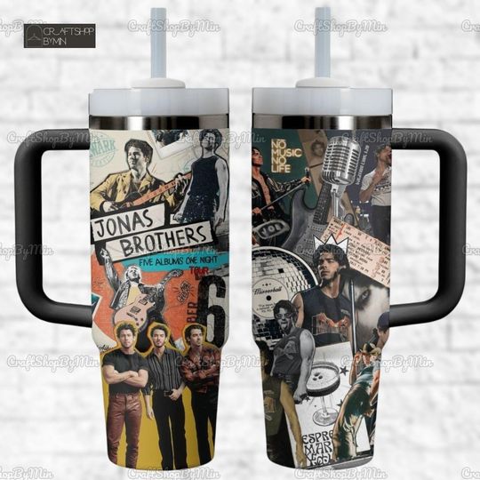 Discover Jonas Brothers 40z Tumbler, Jonas Brothers Five Albums One Nights Tour 2024 Tumbler, Jonas Brothers Cup, Jonas Brothers Fan Merch Gift