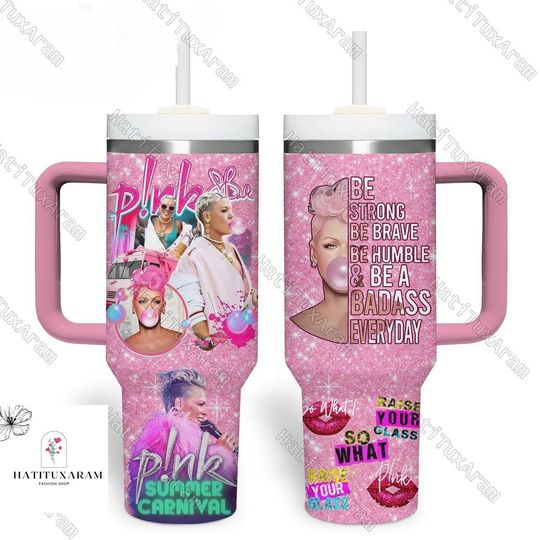 Discover Halloween Pink Summer Carnival 40oz Tumbler, Music Tour 2024 Tumbler, Drinkware Tumbler, Trustfall Album Tumbler, Pink On Tour Gift