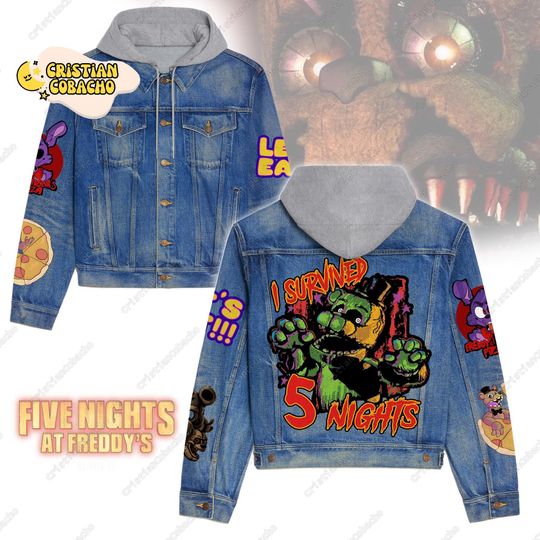 Discover Halloween Five Nights At Freddy Jacket, Fnaf Horror Hooded Denim Jacket, Spooky Video Game Denim Shirt
