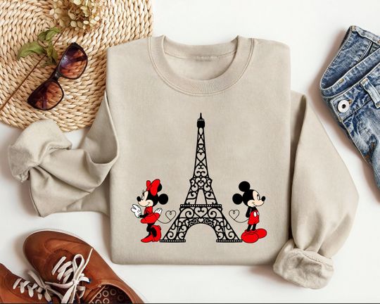 Discover Disneyland Paris Mickey Minnie Sweatshirt, Eiffel Tower Mickey Minnie Crewneck