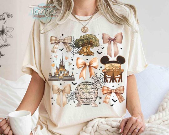 Discover Walt Disney World Coquette Bows Halloween Shirt,  Epcot World Tour Halloween Shirt