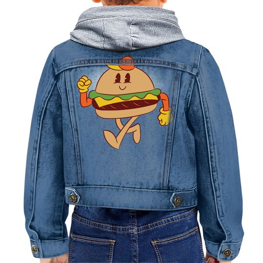 Discover Cartoon Burger Toddler Hooded Denim Jacket - Unique Jean Jacket - Cute Denim Jacket for Women
