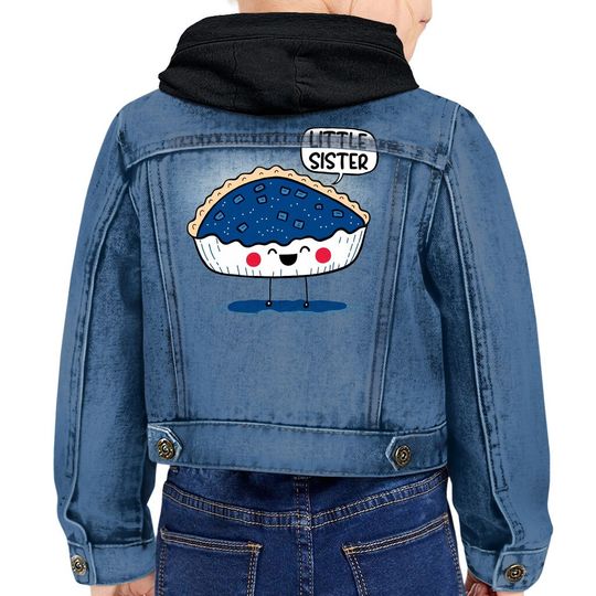 Discover Little Sister Toddler Hooded Denim Jacket - Printed Jean Jacket - Best Design Denim Jacket for Women
