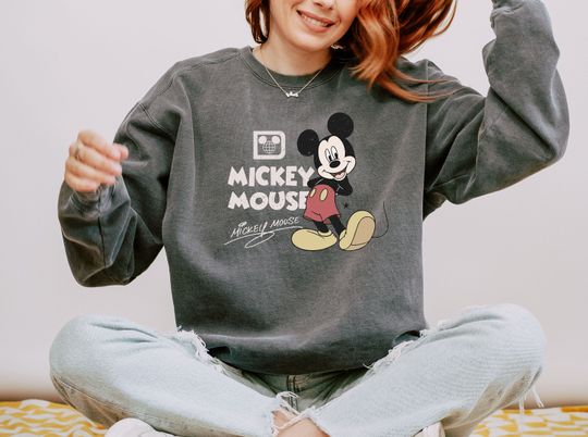 Discover Comfort Colors Mickey Sweatshirt, Disney Classic Mickey Mouse Sweatshirt