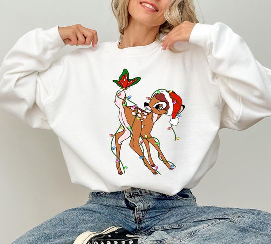 Discover Disney Bambi Christmas Lights Shirt, Cute Santa Bambi Xmas  Sweatshirt