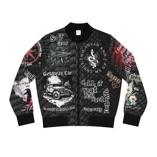 Discover Badass Rep jacket, reputation jacket, Women's Bomber Jacket (AOP)