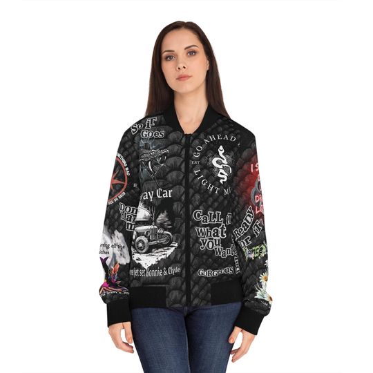 Discover Rep jacket, reputation jacket, Women's Bomber Jacket (AOP)