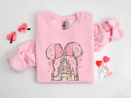 Discover Disney Castle Sweatshirt, Vintage Disney Shirt, Pink Sweatshirt