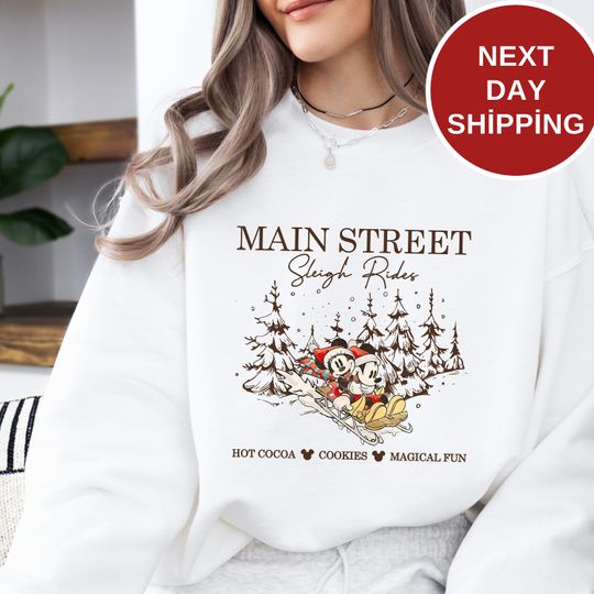 Discover Main Street Christmas Sweatshirt, Mickey Christmas Sign Sweatshirt