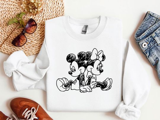 Discover Vintage Mickey and Minnie Sweatshirt, Gift For Couples, Lovely Sweatshirt