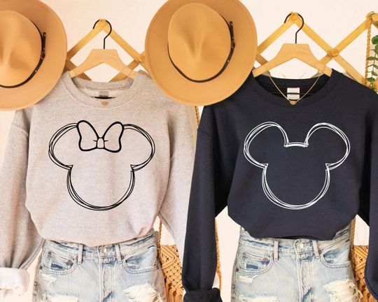 Discover Simple Disney Mickey Sweatshirt, Sketch Mickey Ears Outline Sweatshirt