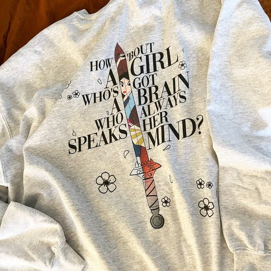 Discover MULAN 'A Girl Worth Fighting For' Double-Sided Crewneck Sweatshirt