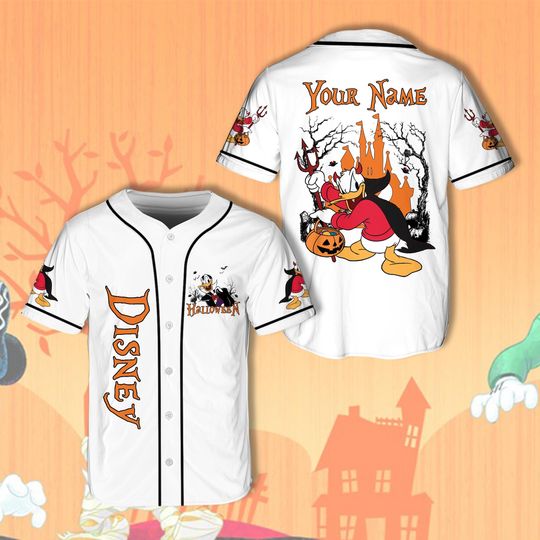 Custom Name Mickey And Friends Halloween Baseball Jersey, Ddisney Mickey Skeleton Horror Jersey
