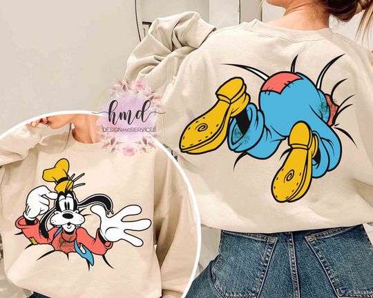 Discover Funny Goofy Portrait Two Sided Vintage T- Shirt, Funny Disney Mickey and Friends Matching