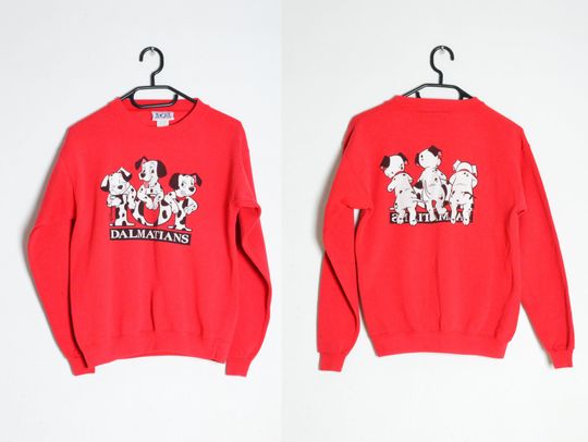 Discover Vintage 90s Kids Red Graphic 101 Dalmatians Disney Sweatshirt