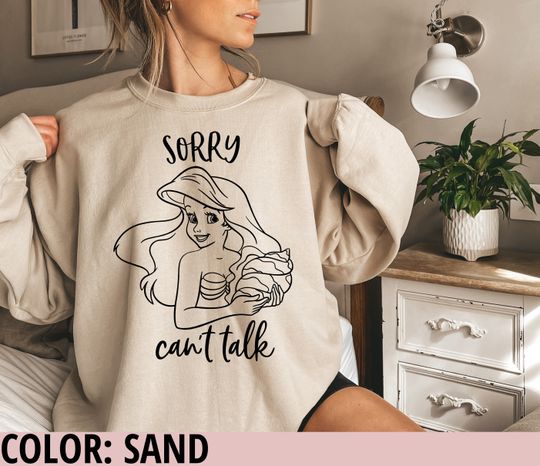 Discover The Little Mermaid Sweatshirt, Sorry Can't Talk Ariel Sweatshirt