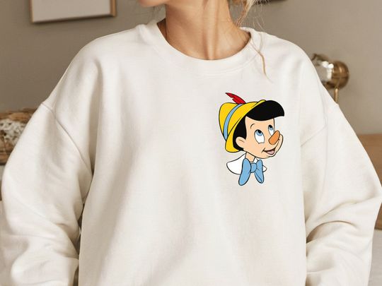 Discover Cute Pinocchio Disney Sweatshirt, Vintage Pinocchio Pocket Design Sweatshirt