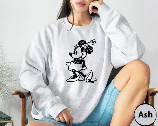 Discover Sketch Minnie Mouse Sweatshirt, Simple Disney Sweatshirt,  Disney Couple Sweatshirt