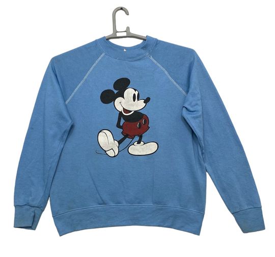 Discover Vintage 70s Mickey Mouse Disney Sweatshirt M size blue colour