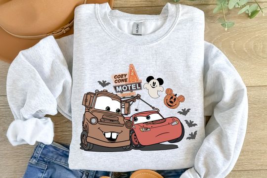 Discover Disney Cars Halloween Sweatshirt,Retro Lightning Mcqueen Halloween Sweatshirt