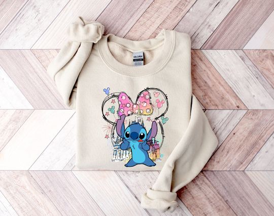 Discover Disney Stitch Sweatshirt, Stitch Watercolor Castle Sweatshirt
