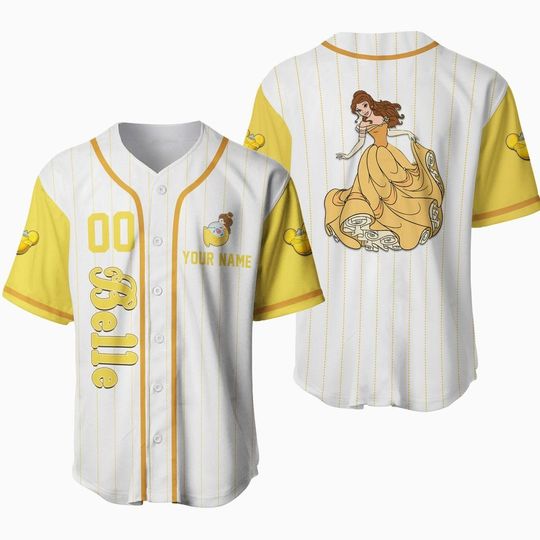 Personalized Disney Princess Bella from Beauty and the Beast Baseball Jersey