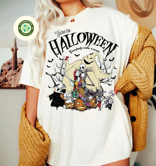 Vintage The Nightmare Before Christmas T-shirt, Jack Skellington Sally Oogie Boogie Tee, Disneyland Halloween shirt, This is Halloween Tee