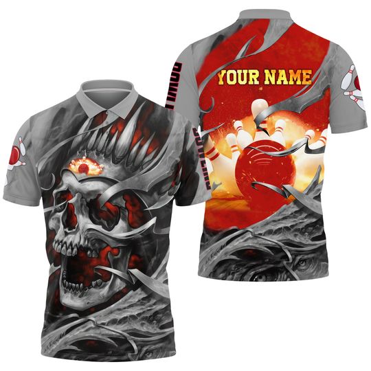 Custom 3D Bowling Skull Shirt, Sport Team Shirt, Gift For Him
