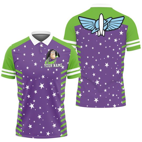 Custom Disney Toy Story Buzz Lightyear Polo Purple Sky, Business Casual Disney Polo Shirt