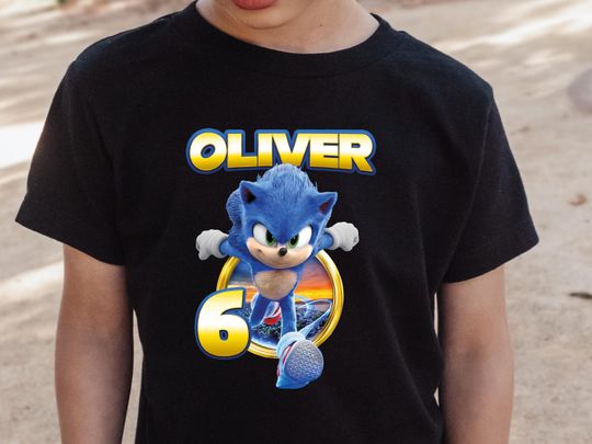 Custom Sonic Birthday Shirt, Sonic Birthday Boy Shirt, Sonic Birthday Shirt Personalized with Age and Name, Kids Birthday Shirt, Sonic Tee