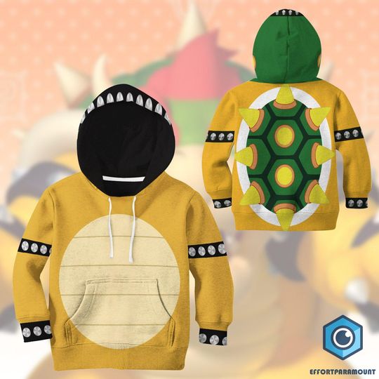 Bowser 3D All Over Print Hoodie, Bowser Costume Shirt, Super Mario Bros Cosplay Shirt, Video Game Hoodie, Bowser Princess Peach Super Mario