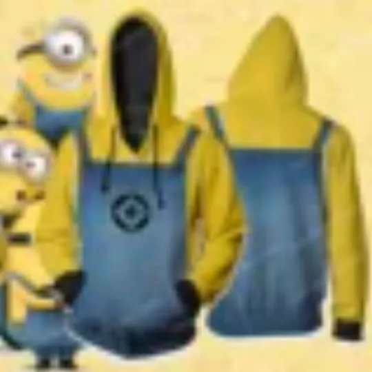 Discover Minions Costume Hoodie Women Hoodie Men Boys Pullover Kids Cartoon Children's Long Sleeve Hooded Tops Cosplay Coat