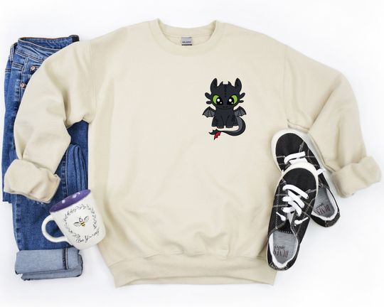 Toothless Crewneck,How To Train Your Dragon Sweatshirt ,Hiccup Sweatshirt ,Toothless Dragon Sweatshirt ,Cute Dragon Sweatshirt ,The Hidden World,Night Fury