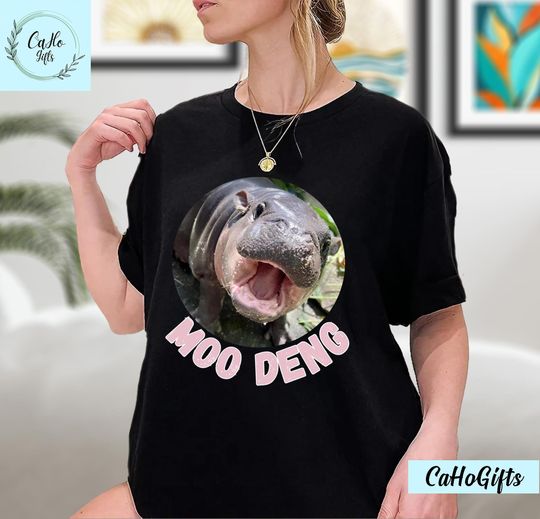Discover Moo Deng Shirt, Cute Baby Hippo Moo Deng Bouncy Pig in Thai Hippopotamus Shirt, Hippo Lover, Pygmy Hippo Moo Deng Shirt
