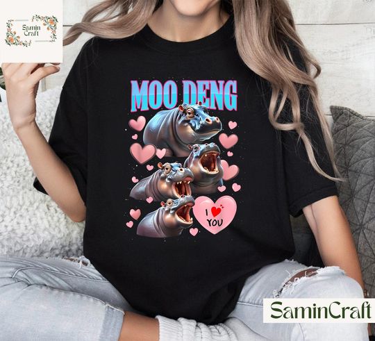 Discover Moo Deng I Love You Funny T-Shirt, Moo Deng Shirt, Baby pygmy hippo Moo Deng TShirt