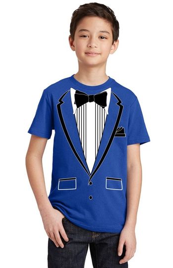 Tuxedo (Black) with Pocket Square Ceremony - Youth T-shirt