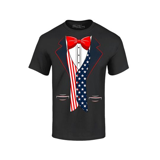 4th of July USA Tuxedo American Flag T-Shirt